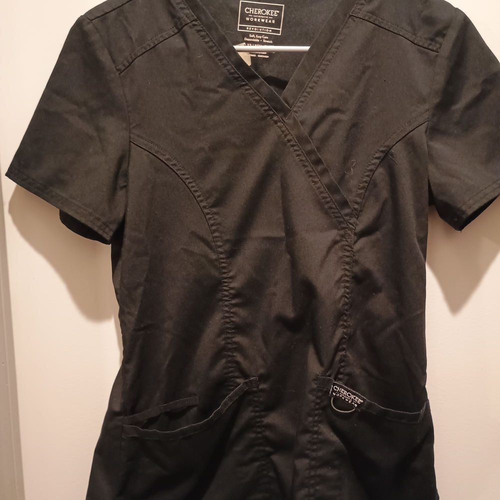 Cherokee V-Neck Black Scrub Top